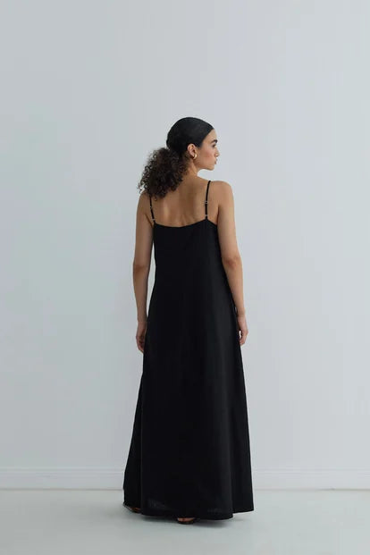 Stockholm Leinenkleid in schwarz