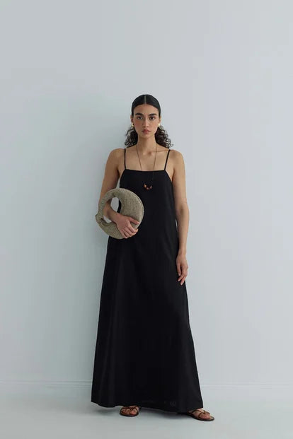 Stockholm Leinenkleid in schwarz