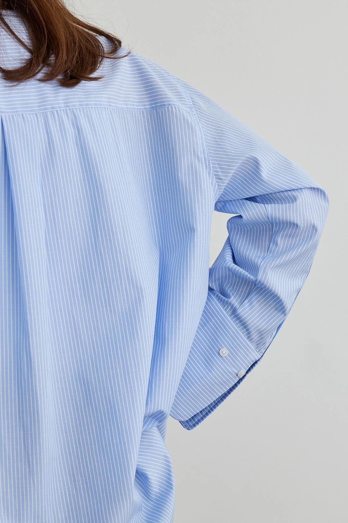 Popeline Hemd mit blauen Streifen los